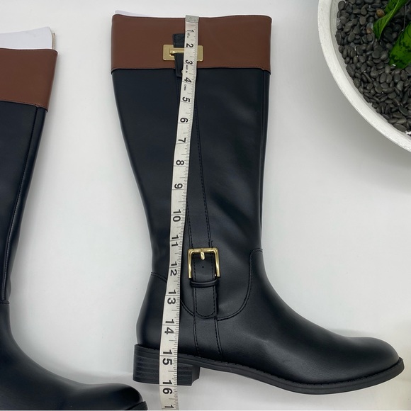 KAREN SCOTT Deliee2 Riding Boots in black and cognac faux leather size 6.5M NEW - Picture 4 of 9